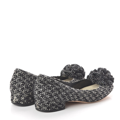 Chanel Tweed Camellia Ballerina Flats 36 Black 4 of 8