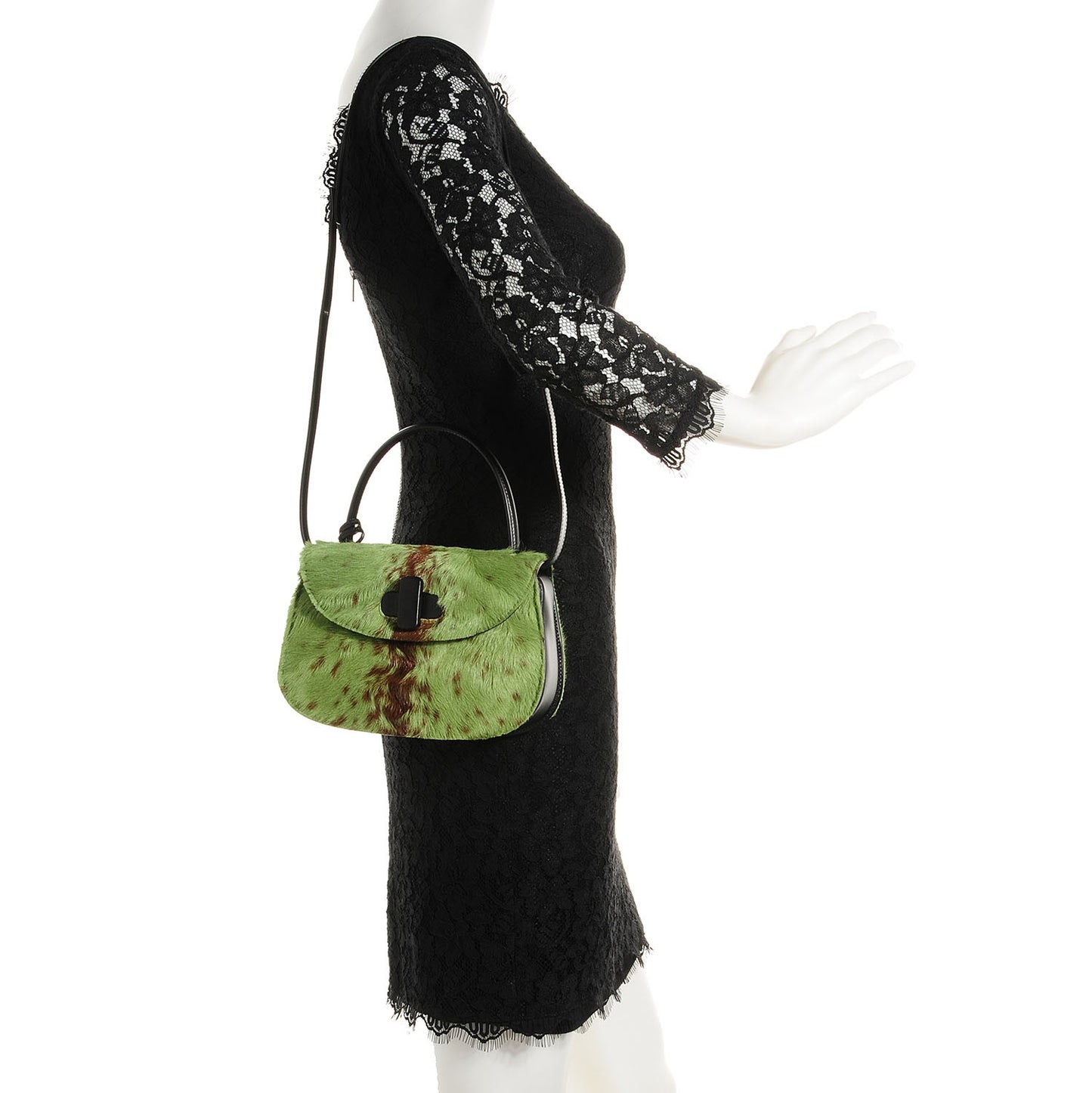 Pony Hair Top Handle Bag Green
