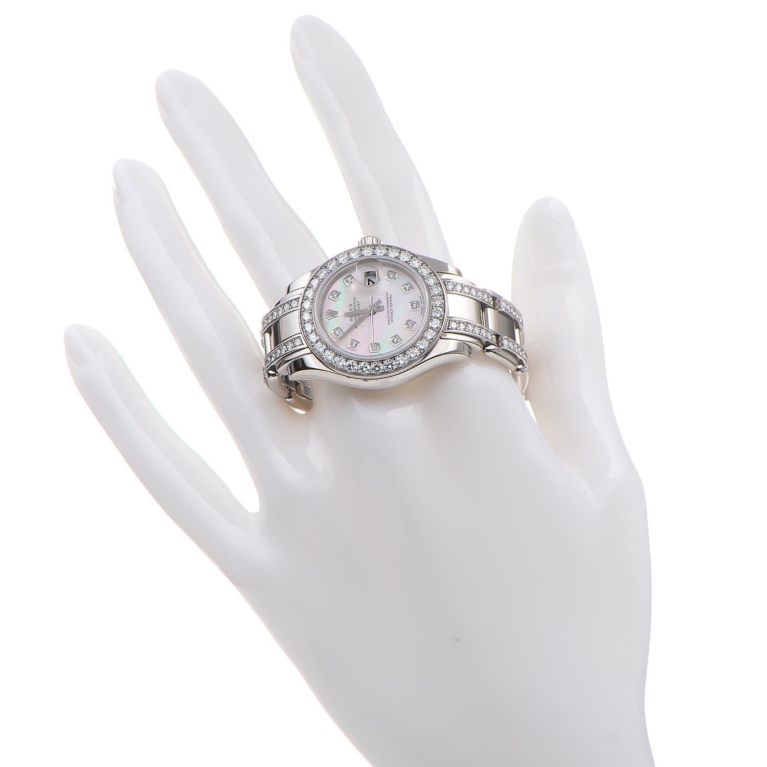 Rolex 18K White Gold Diamond Mother of Pearl 29mm Pearlmaster Datejust Watch 80299 2 of 8