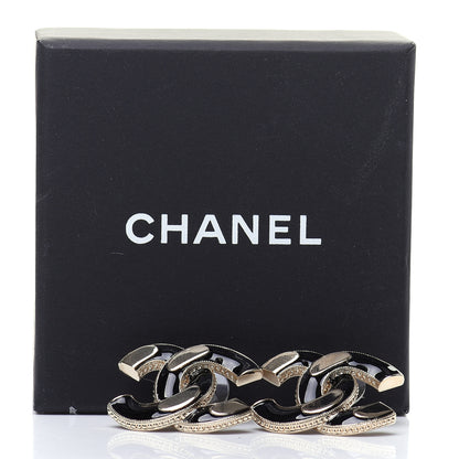 Chanel Enamel CC Earrings Black Gold 5 of 5
