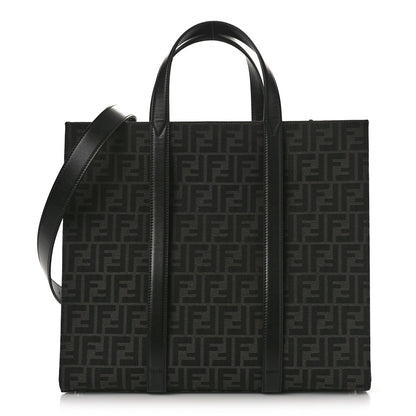 Fendi Recycled Fabric Jacquard Vitello Astro FF 1974 Shopping Tote Asfalto Black 1 of 8
