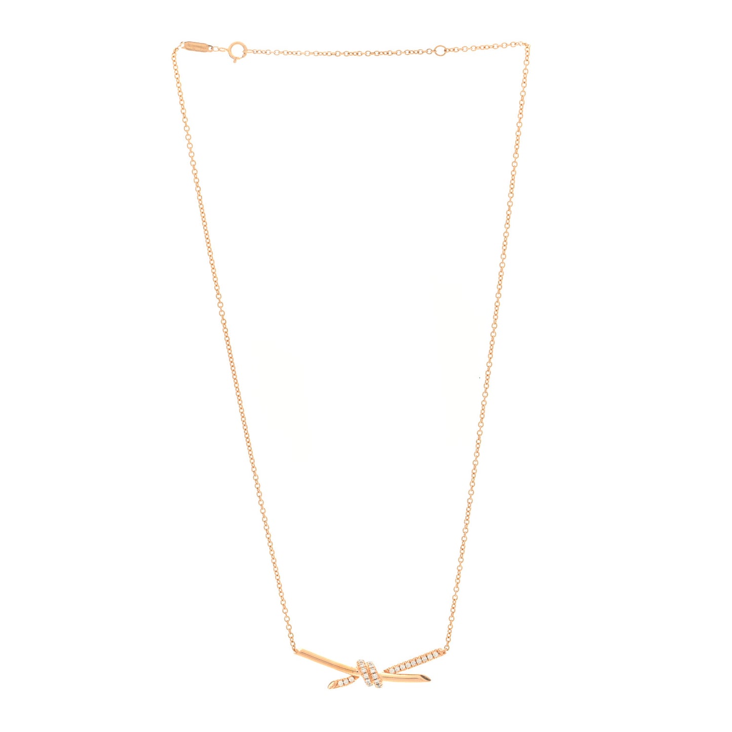 18K Rose Gold Diamond Knot Necklace