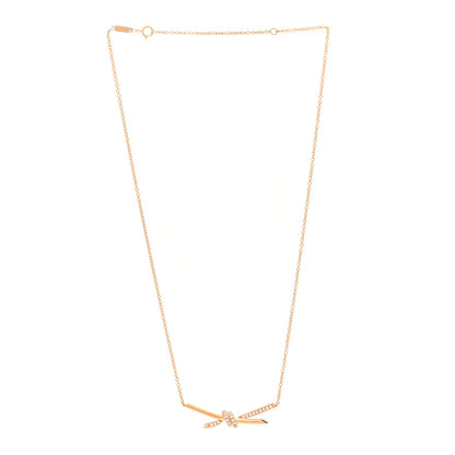 Tiffany 18K Rose Gold Diamond Knot Necklace 3 of 6