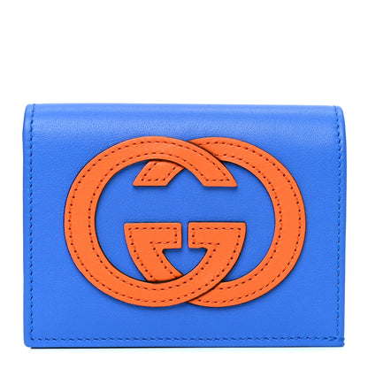 Gucci Calfskin Interlocking Card Case Bright Splash Carrot Orange 1 of 5