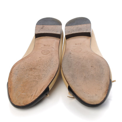 Chanel Lambskin Cap Toe Ballerina Flats 36.5 Beige Black 7 of 22