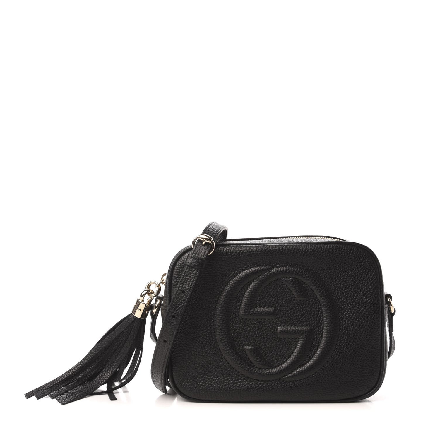 Pebbled Calfskin Small Soho Disco Bag Black