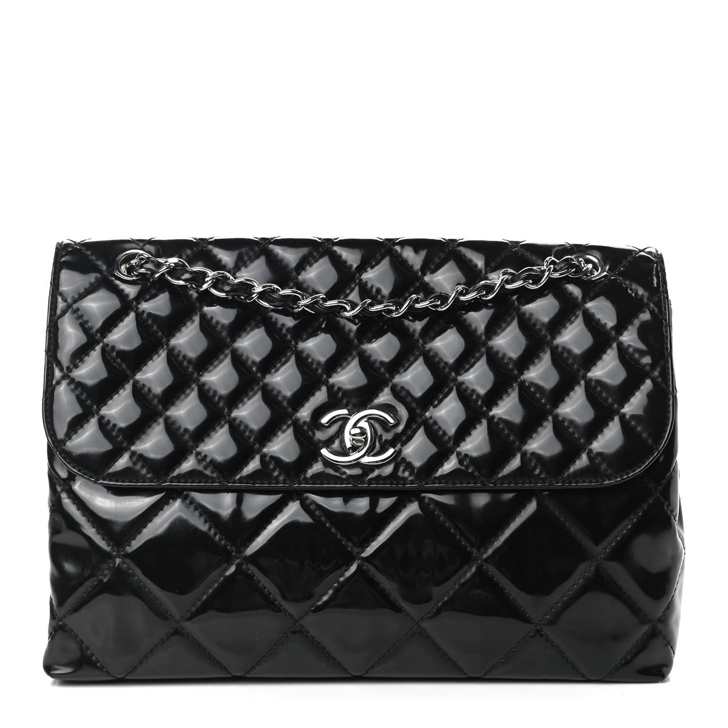 Vinyl Quilted In the Business Flap Bag Black
