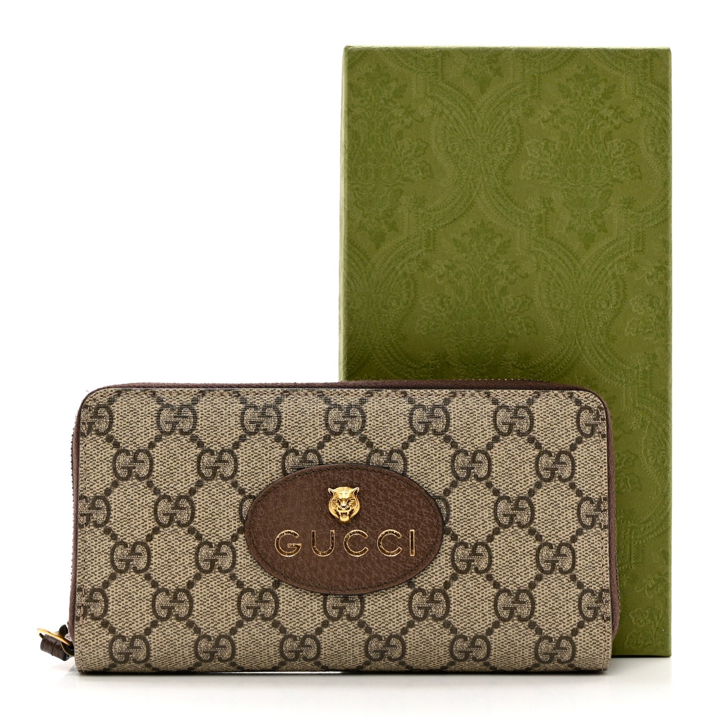 GG Supreme Monogram Neo Vintage Zip Around Wallet Beige Crop New Acero