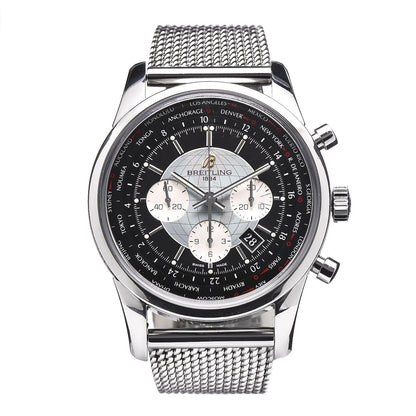 Breitling Stainless Steel 46mm Transocean Unitime Chronograph Automatic Watch Black AB0510 1 of 9