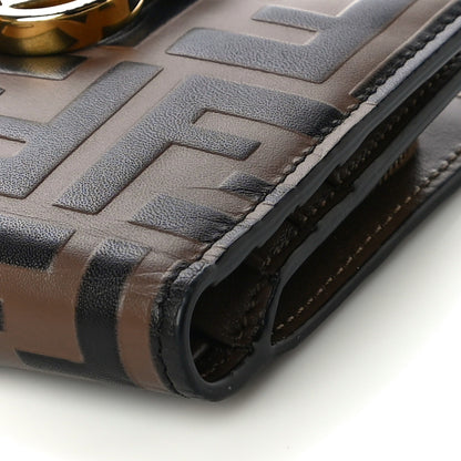 Fendi Vitello Soft F is Fendi Bi-Color FF 1974 Embossed Compact Wallet Maya Black 9 of 10