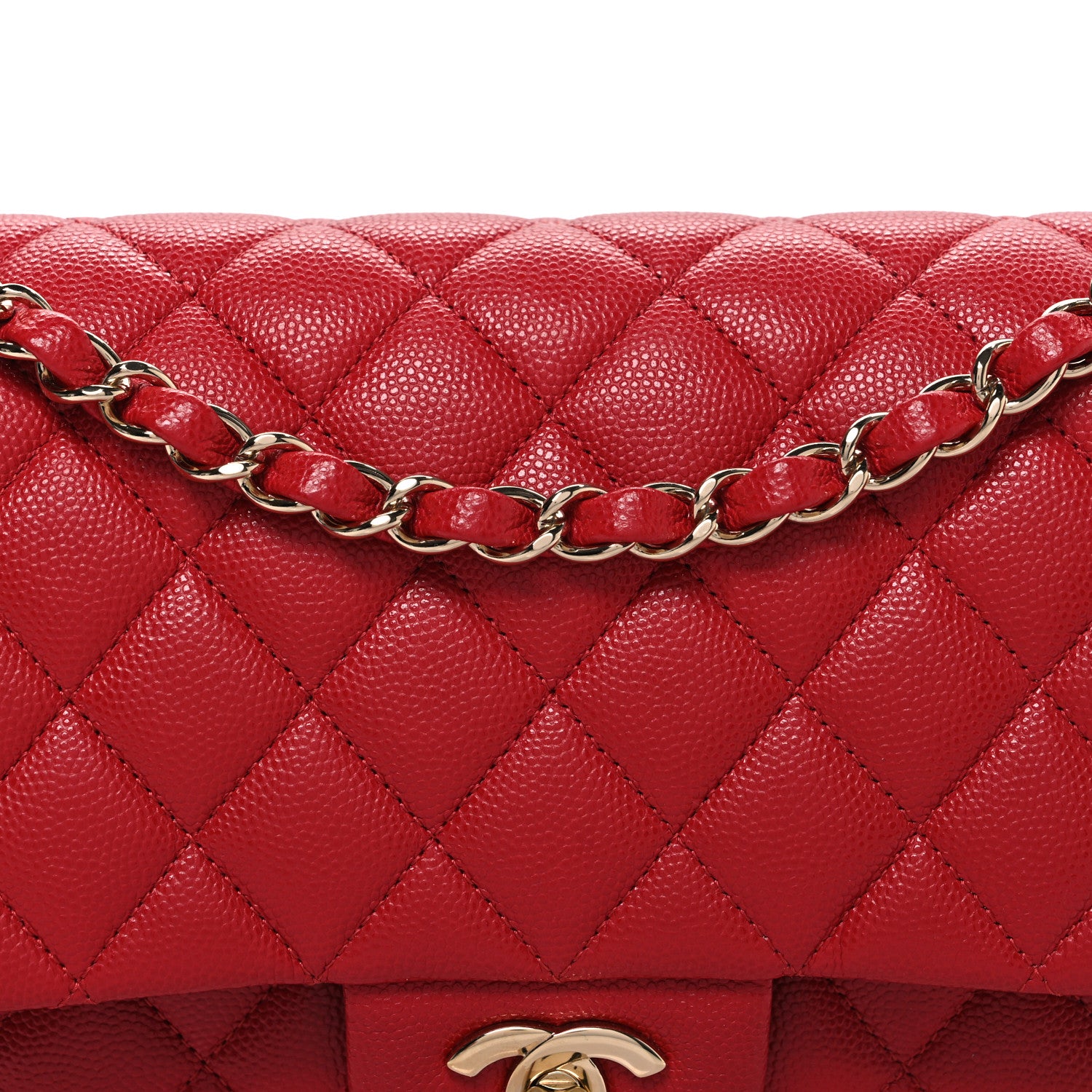 Chanel Caviar Quilted Medium Double Flap Red 8 of 10