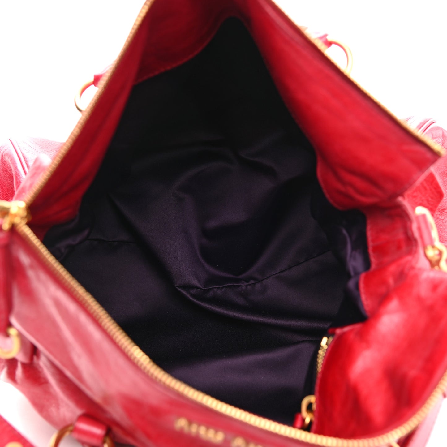 Vitello Lux Satchel Bag Red