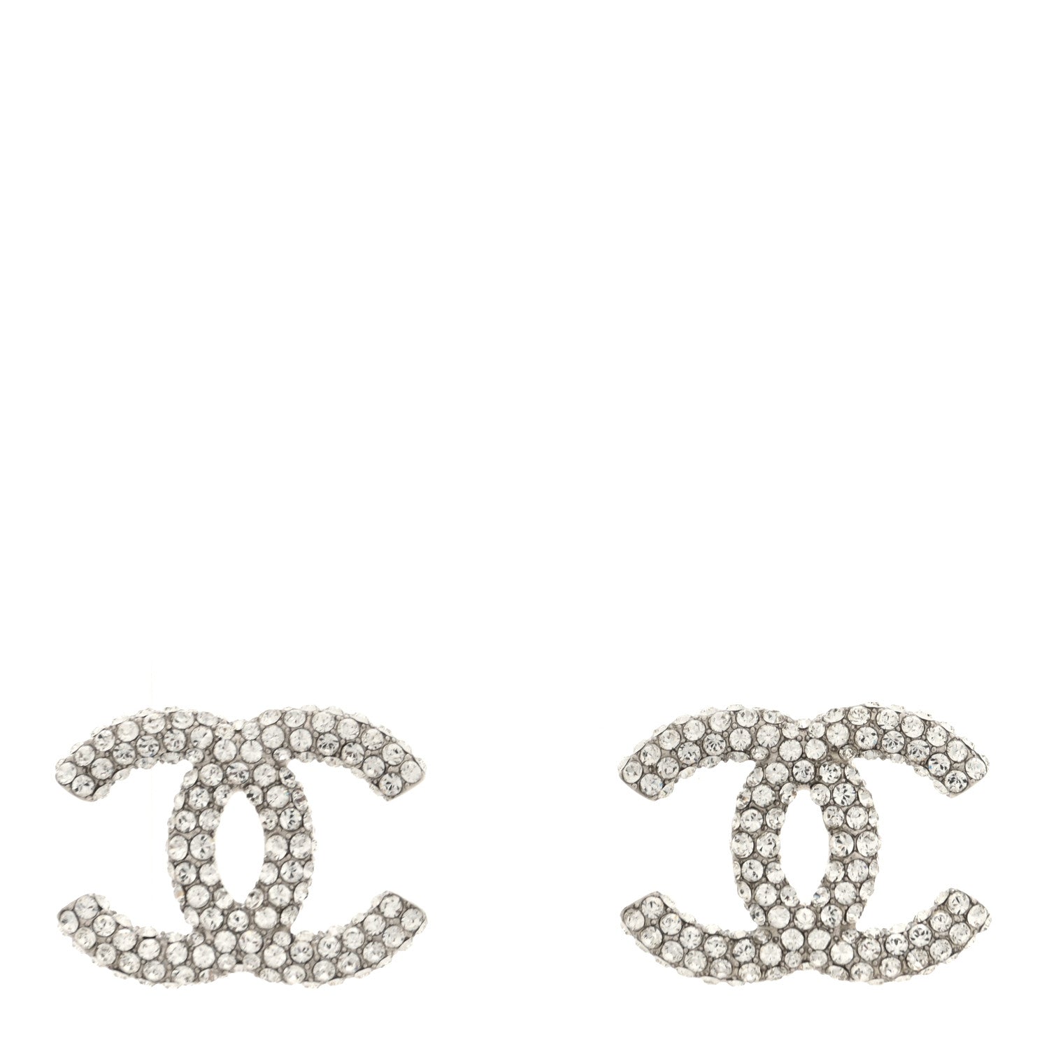 Chanel Crystal CC Treasure Chest Earrings Silver 1 of 5