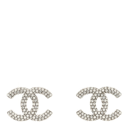 Chanel Crystal CC Treasure Chest Earrings Silver 1 of 5