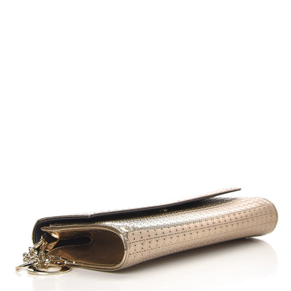Christian Dior Metallic Patent Micro-Cannage Lady Dior Croisiere Chain Wallet Champagne 4 of 7