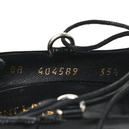 Saint Laurent Shiny Calfskin Paris 105 Lace Up Pumps 35.5 Black 7 of 7