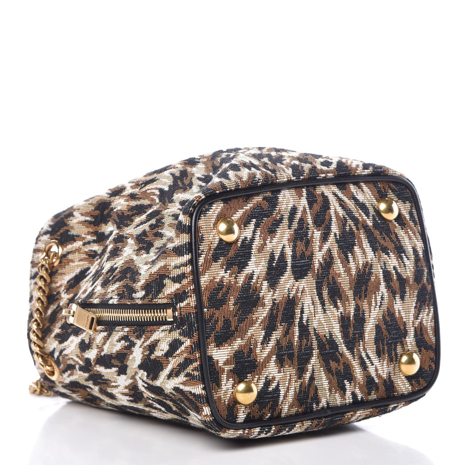 Saint Laurent Jaquard Leopard Baby Emmanuelle Bucket Bag 4 of 9