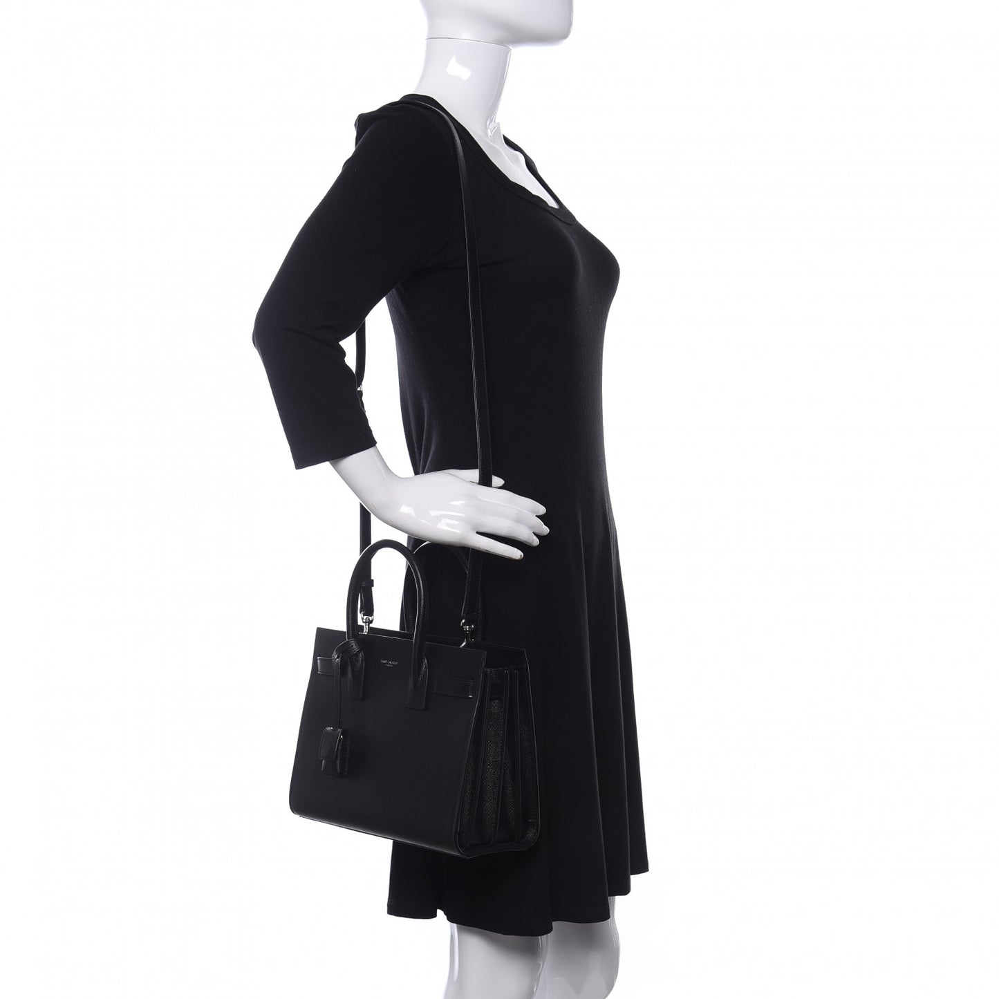 Grained Calfskin Baby Sac De Jour Black