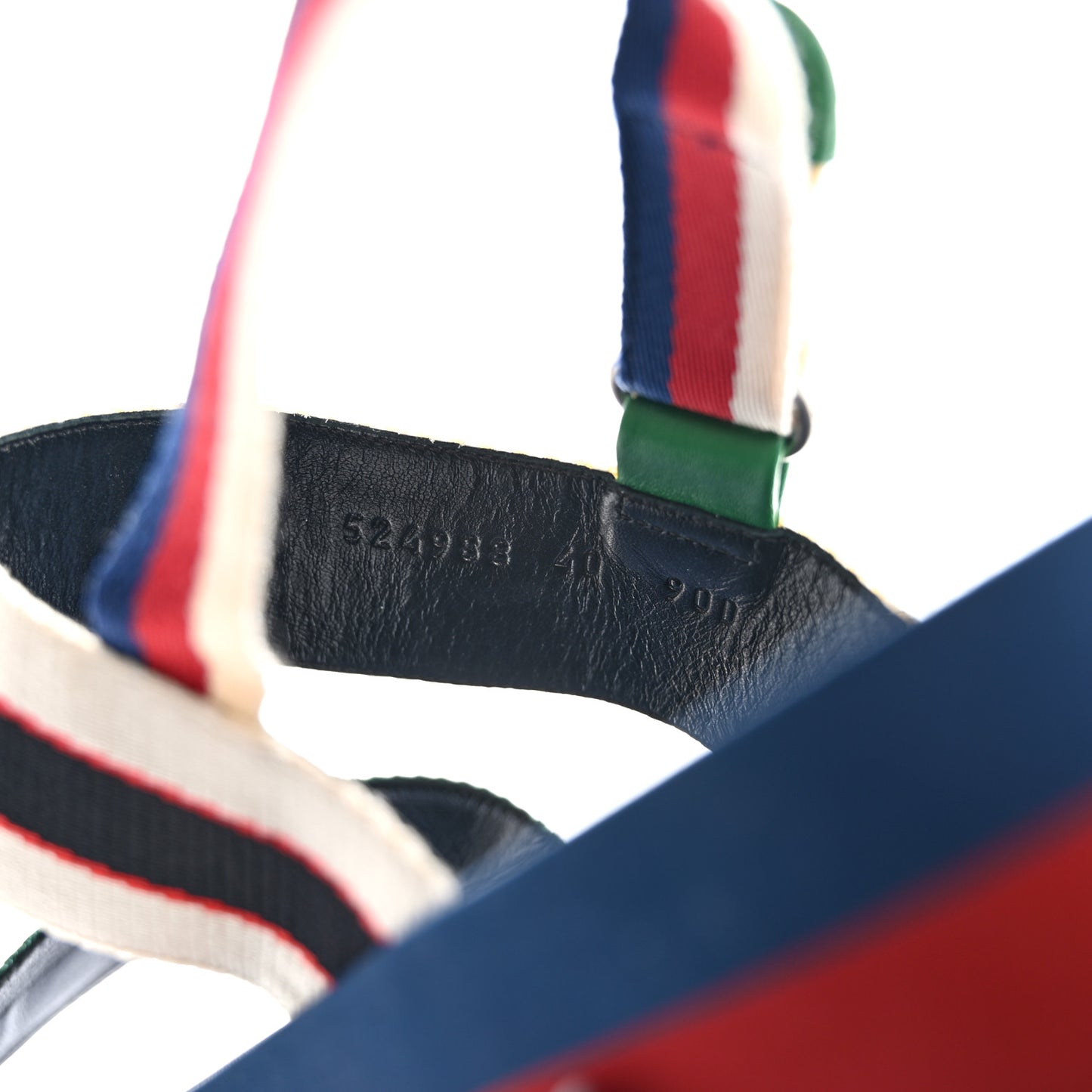 Nylon Stripe Logo Sylvie Web Platform Slingback Sandals 40 Green Red Ecru