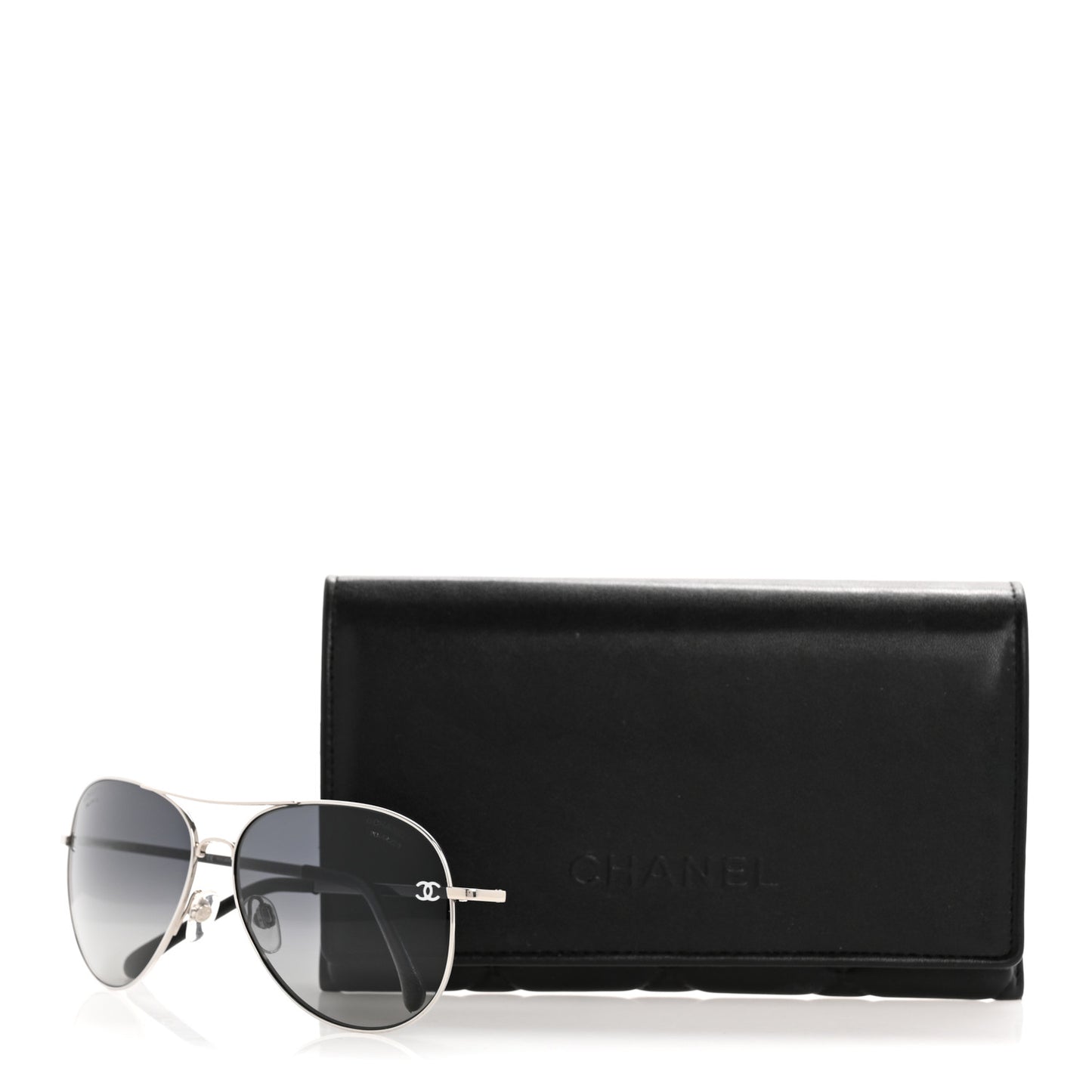 Metal Polarized CC Aviator Sunglasses 4189-T-Q Silver