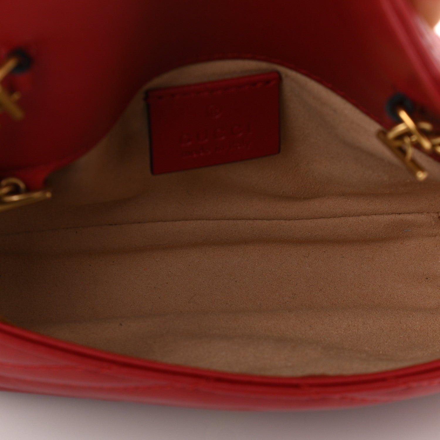 Gucci Calfskin Matelasse Super Mini GG Marmont Shoulder Bag Hibiscus Red 5 of 11