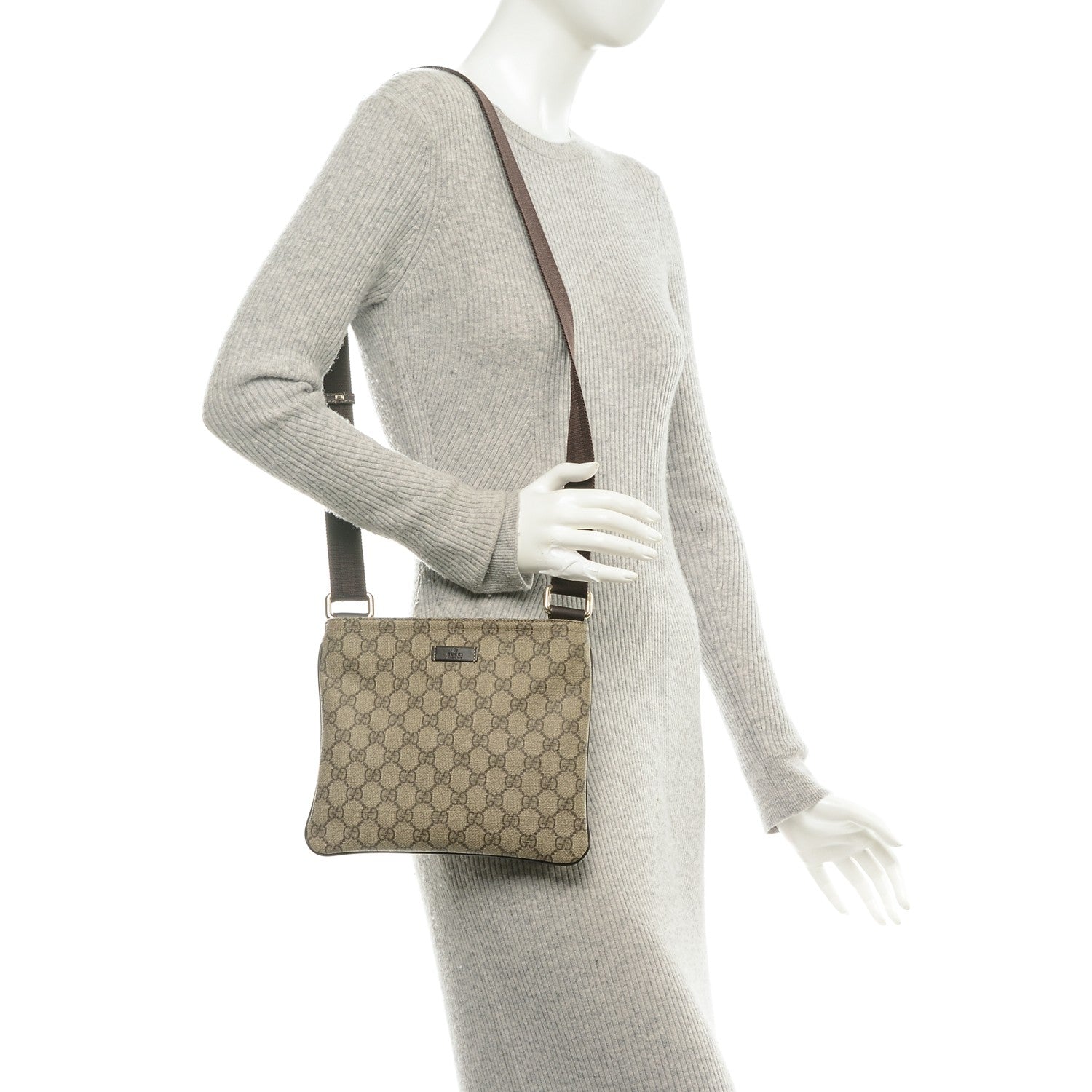 Gucci GG Supreme Monogram Small Flat Messenger Bag Dark Brown 2 of 6