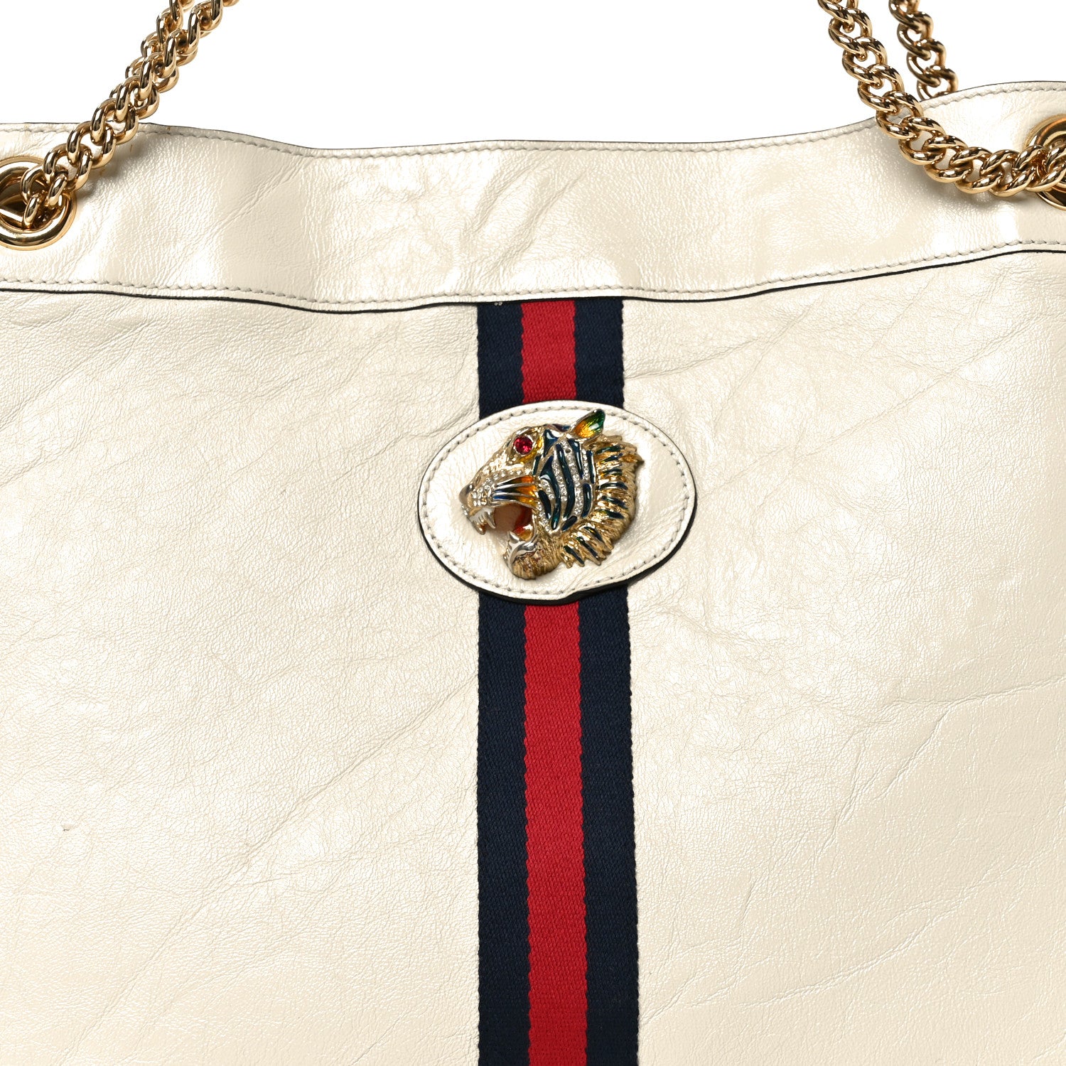 Gucci Calfskin Large Rajah Chain Tote White 7 of 9