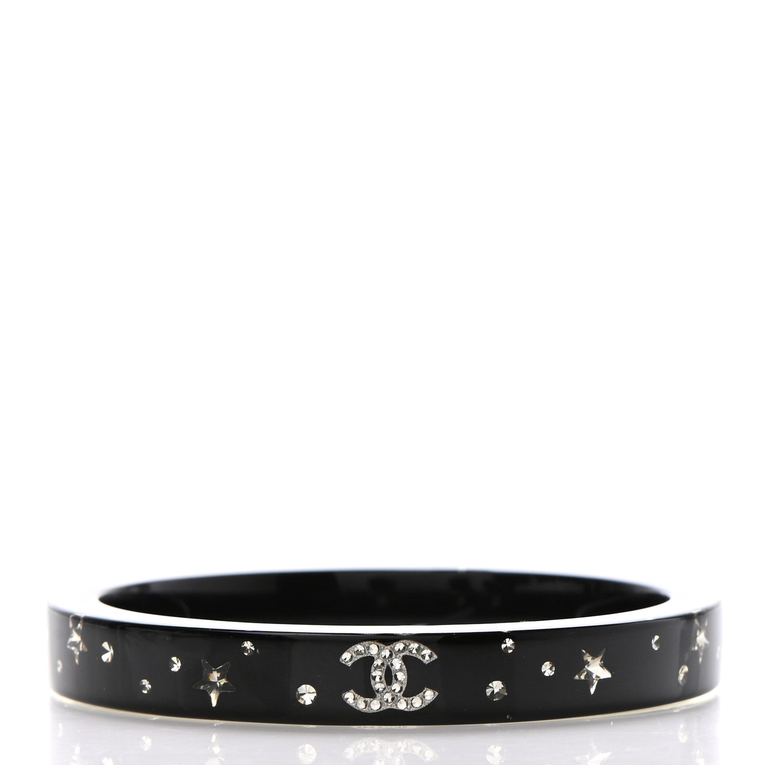 Chanel Resin Crystal CC Bangle Black 3 of 4