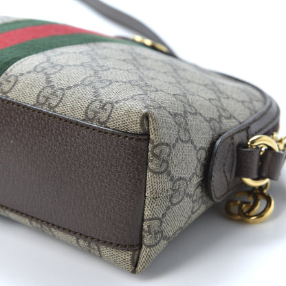Gucci GG Supreme Monogram Textured Dollar Calfskin Web Small Ophidia Dome Shoulder Bag Beige Ebony New Acero 6 of 11