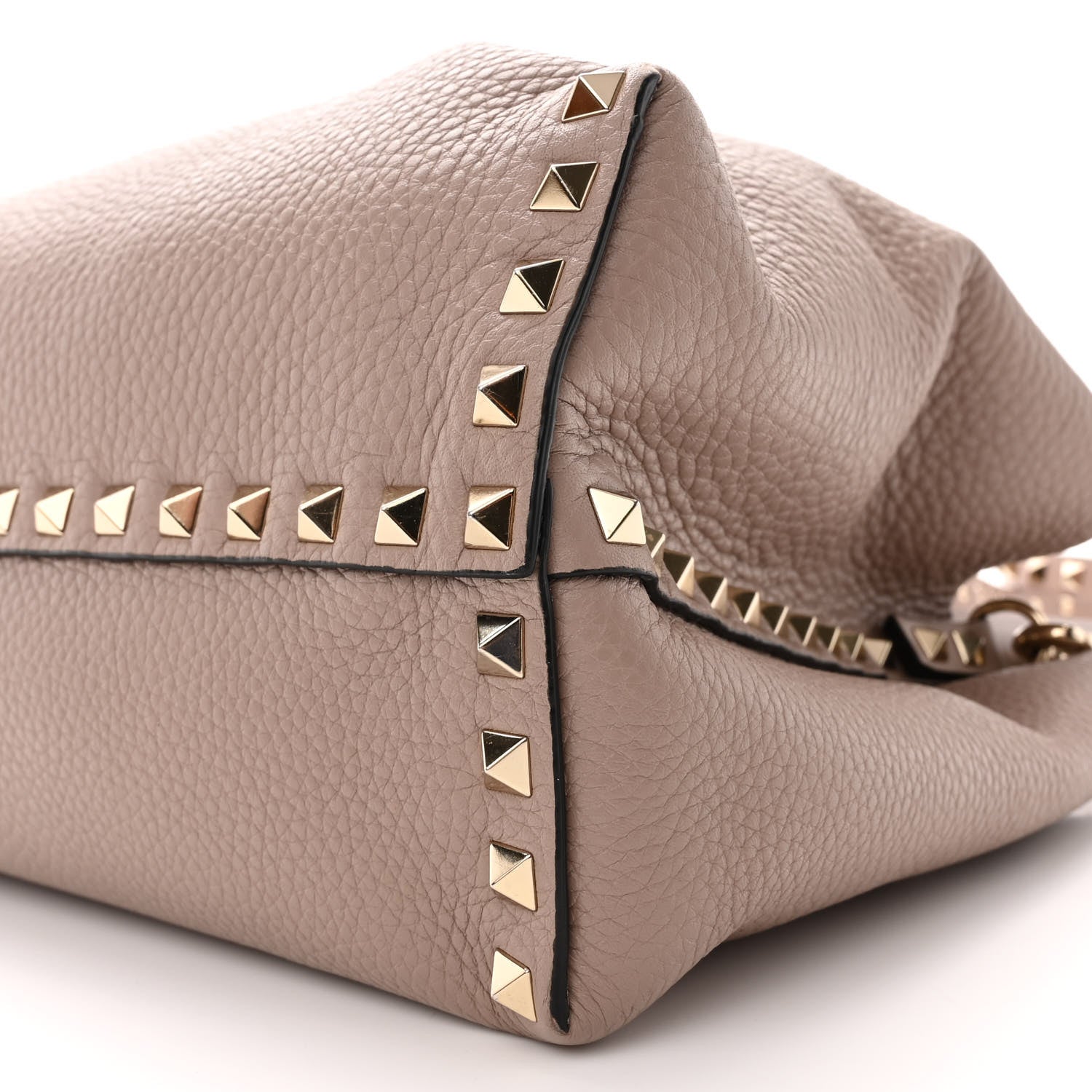 Valentino Garavani Pebbled Calfskin Small Rockstud Double Handle Bag Poudre 9 of 15