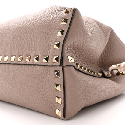 Valentino Garavani Pebbled Calfskin Small Rockstud Double Handle Bag Poudre 9 of 15