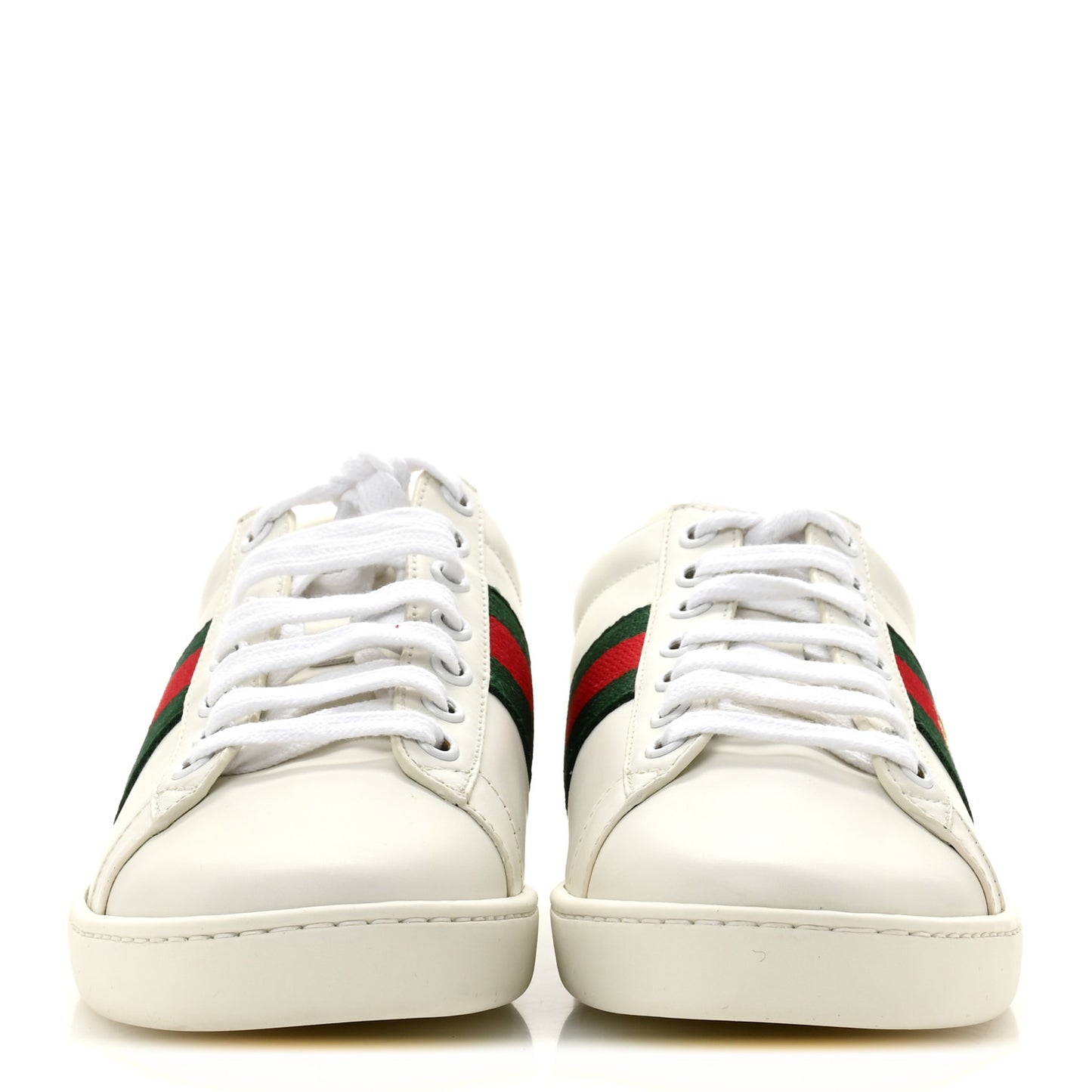 Calfskin Ayers Bee Embroidered Womens Ace Sneakers 38 White Green