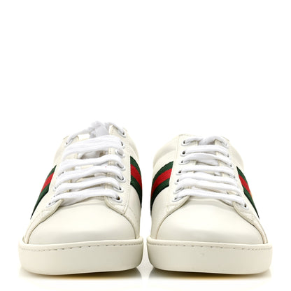 Gucci Calfskin Ayers Bee Embroidered Womens Ace Sneakers 38 White Green 3 of 10