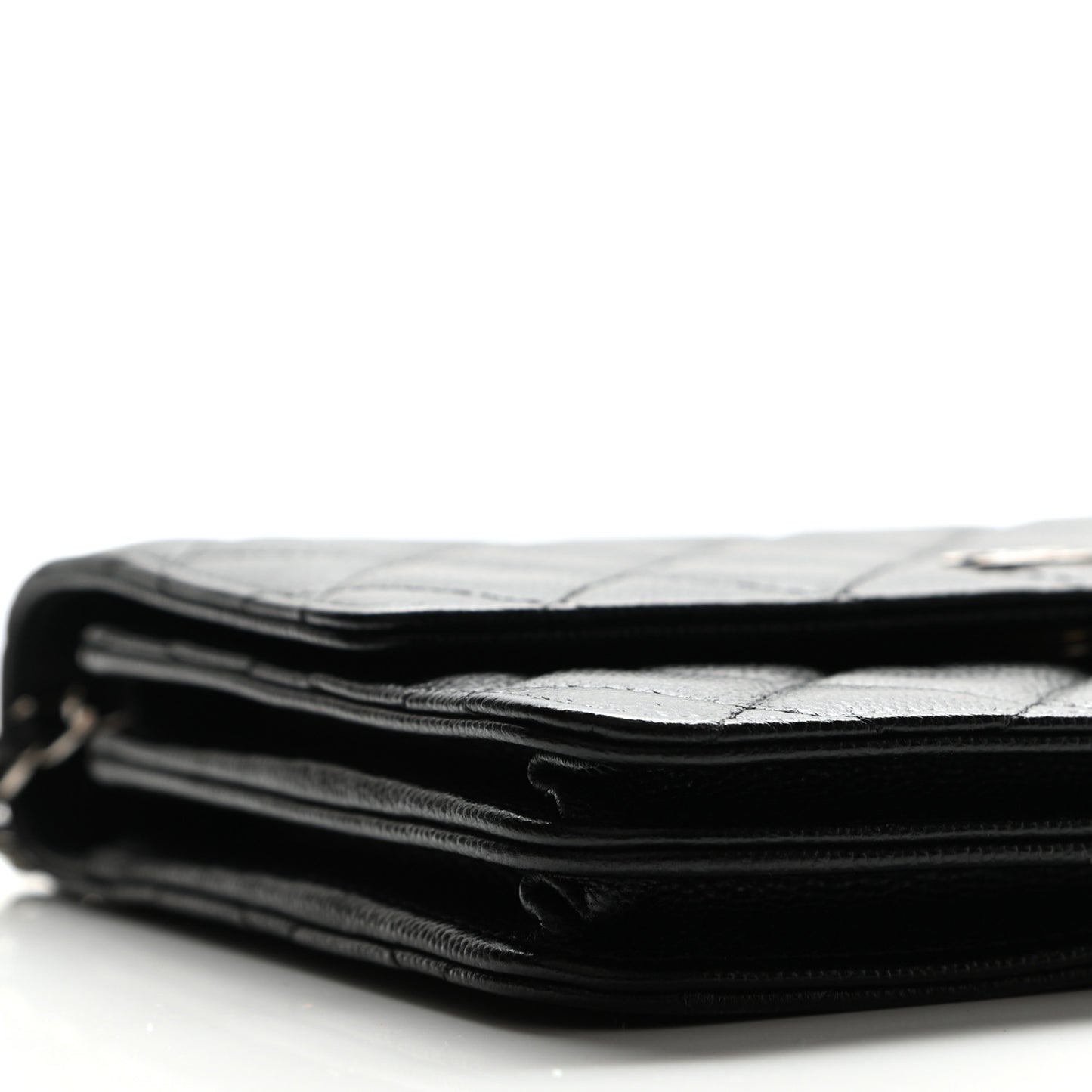 Caviar Quilted Square Wallet On Chain WOC Black