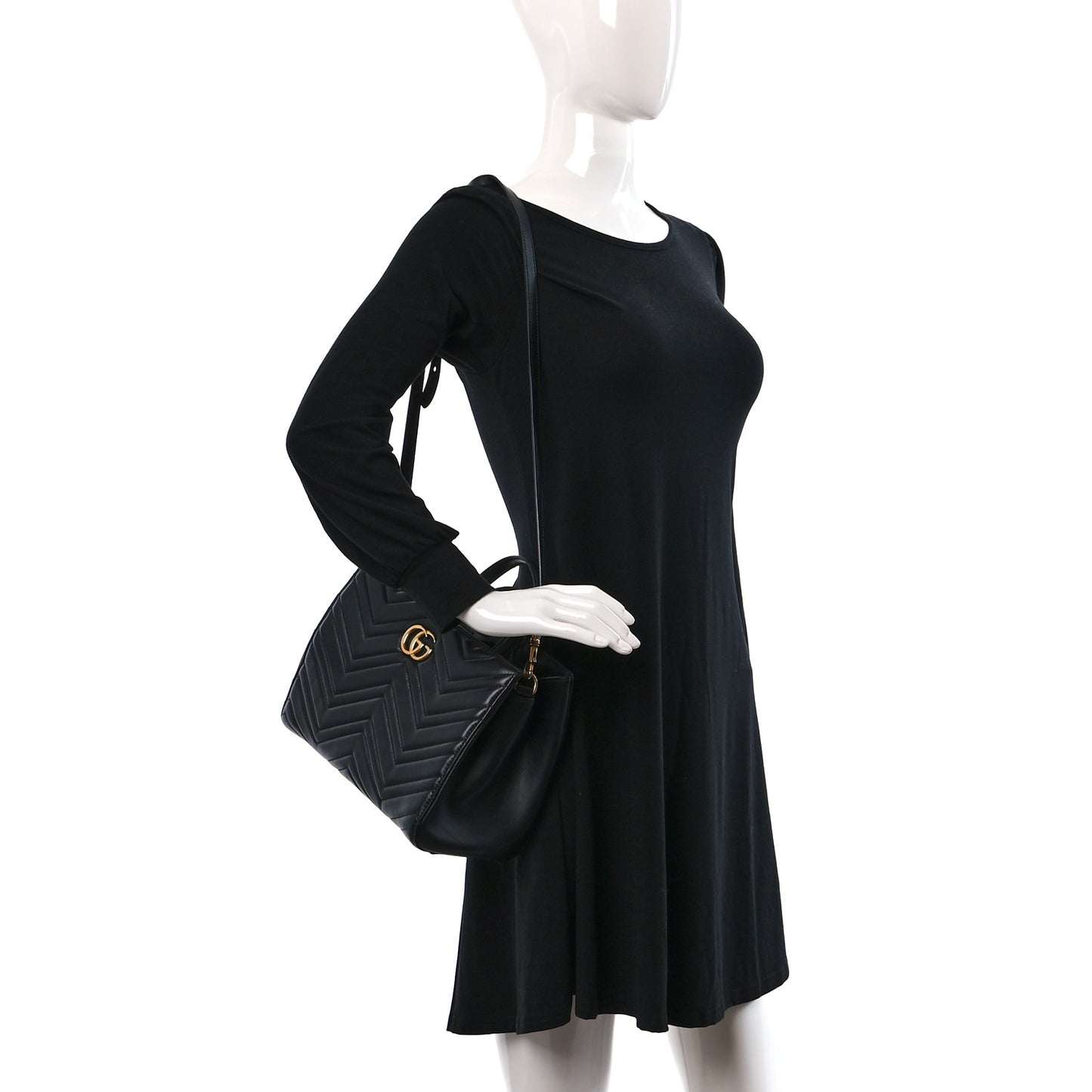 Calfskin Matelasse Small GG Marmont Tote Black