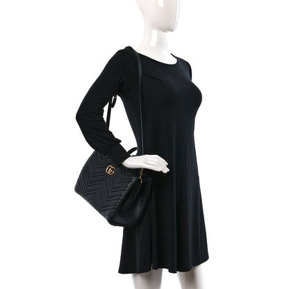 Gucci Calfskin Matelasse Small GG Marmont Tote Black 2 of 11
