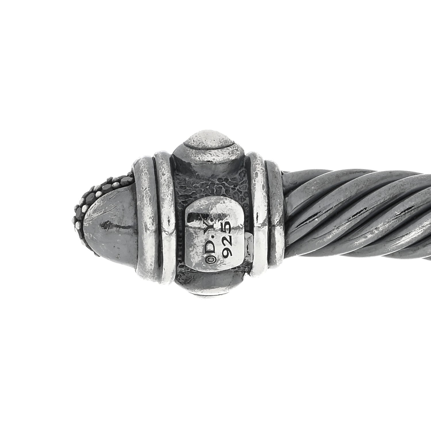 David Yurman Darkened Sterling Silver Black Diamond 5mm Renaissance Bracelet 3 of 3