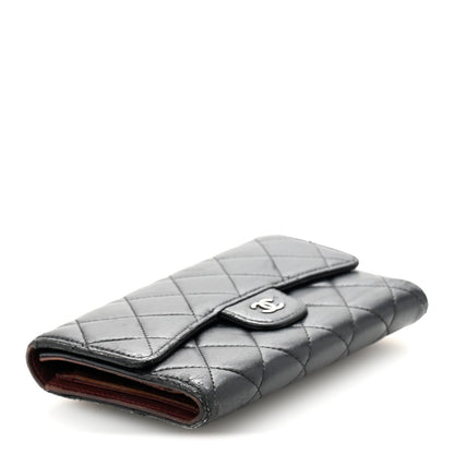 Chanel Lambskin Quilted Large Flap Wallet Black 4 of 12