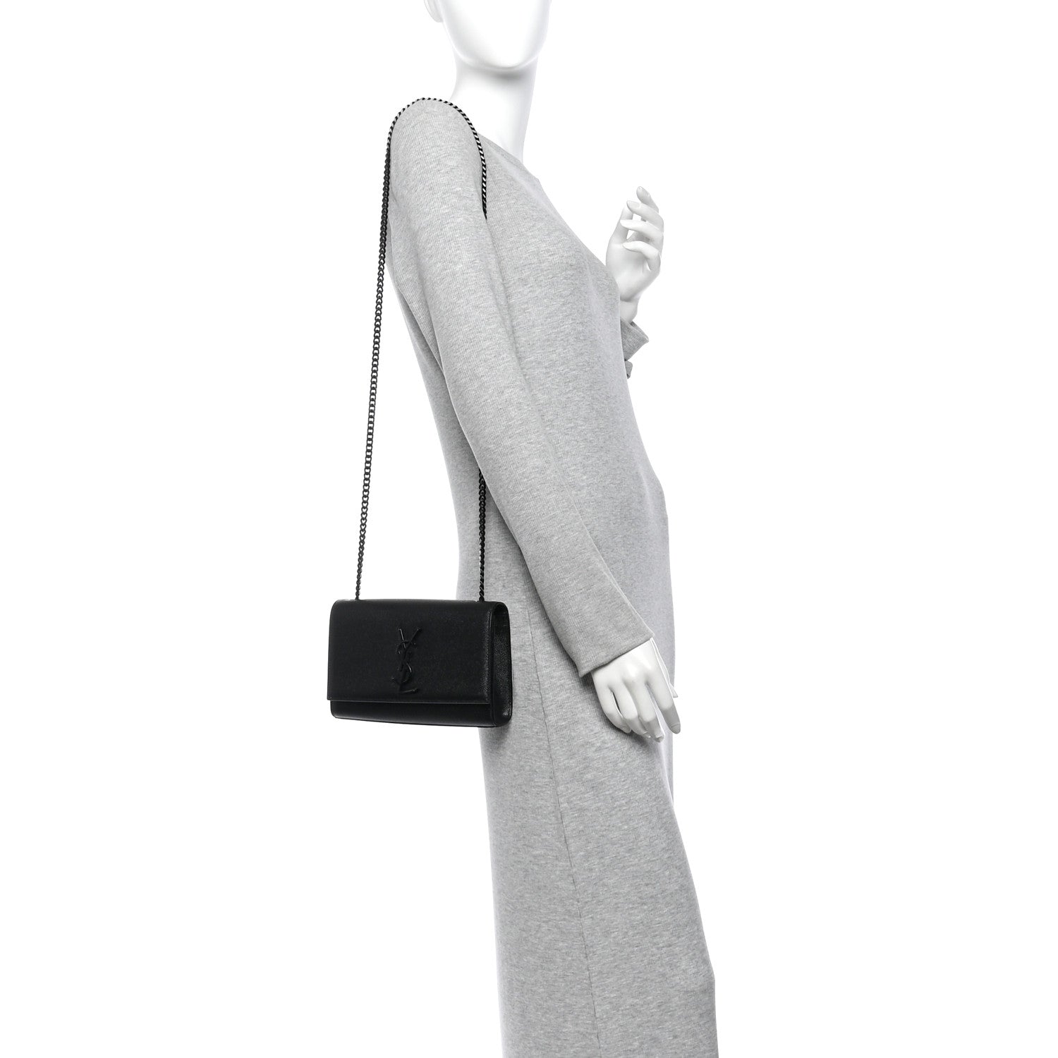 Saint Laurent Grain De Poudre Small Monogram Monochrome Kate Satchel Black 2 of 11