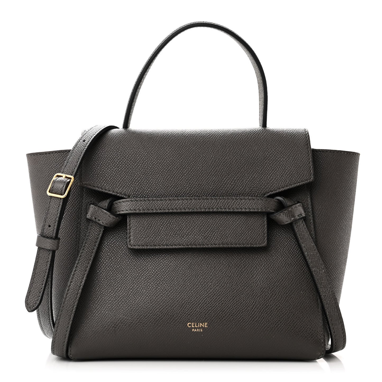 Grained Calfskin Nano Belt Bag Grey