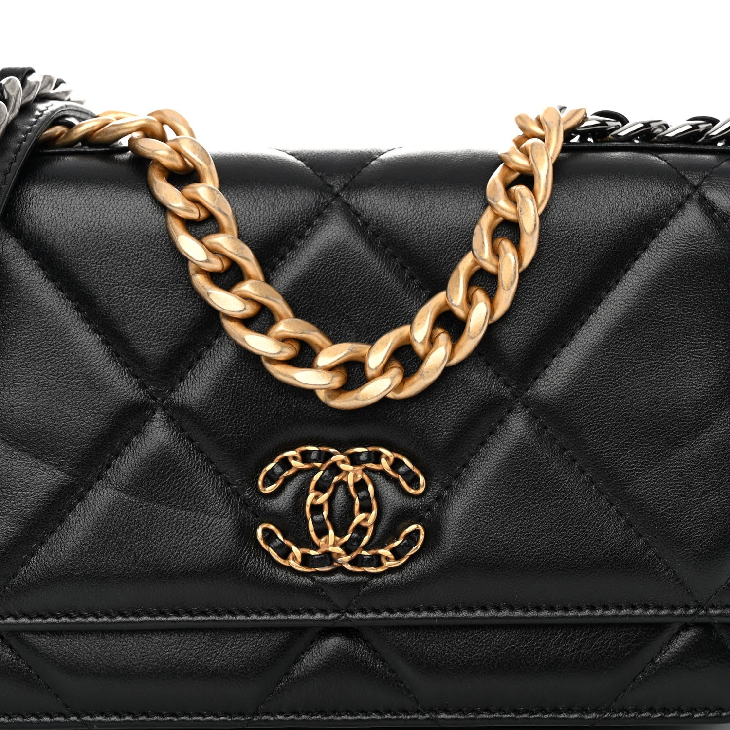 Chanel Lambskin Quilted Chanel 19 Wallet On Chain WOC Black 9 of 13