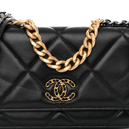 Chanel Lambskin Quilted Chanel 19 Wallet On Chain WOC Black 9 of 13