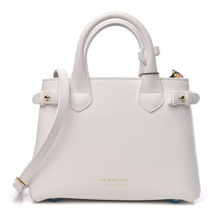 Burberry Grainy Calfskin House Check Small Banner Tote Chalk White 1 of 13
