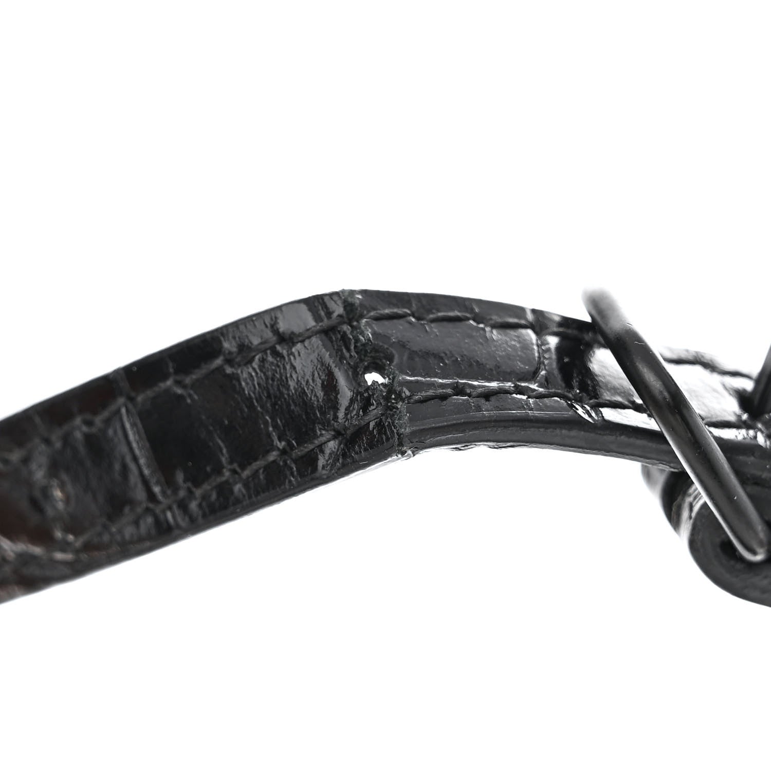 Balenciaga Shiny Calfskin Monochrome Crocodile Embossed Small Hourglass Top Handle Bag Black 12 of 15