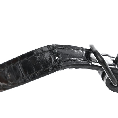 Balenciaga Shiny Calfskin Monochrome Crocodile Embossed Small Hourglass Top Handle Bag Black 12 of 15