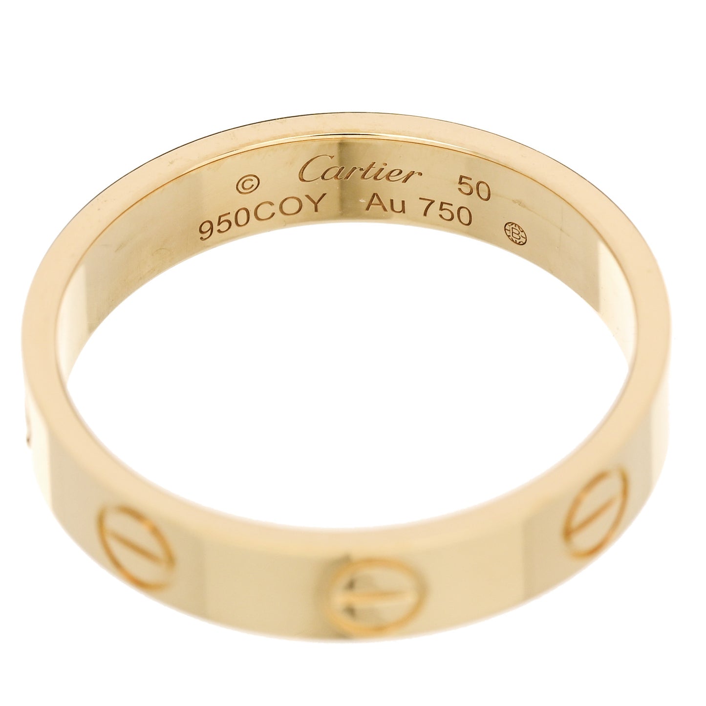 18K Yellow Gold 3.5mm LOVE Wedding Band Ring 50 5.25