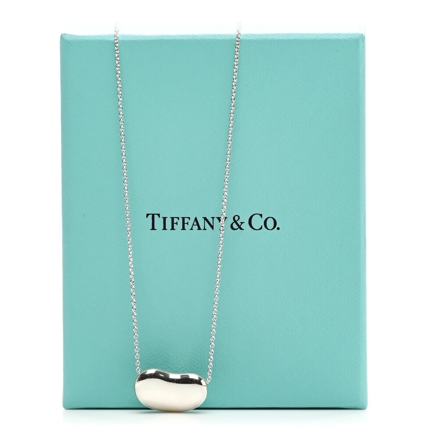 Sterling Silver 18mm Elsa Peretti Bean Pendant Necklace