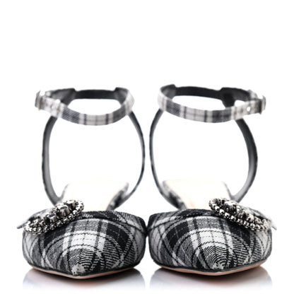 Christian Dior Canvas Tartan Gang Ankle Strap Slingback Pumps 38.5 Black 2 of 9