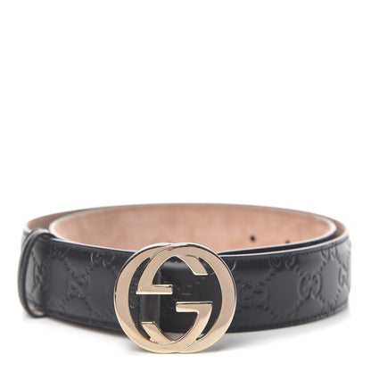Gucci Guccissima Signature Interlocking G 37mm Belt 90 36 Black 1 of 6