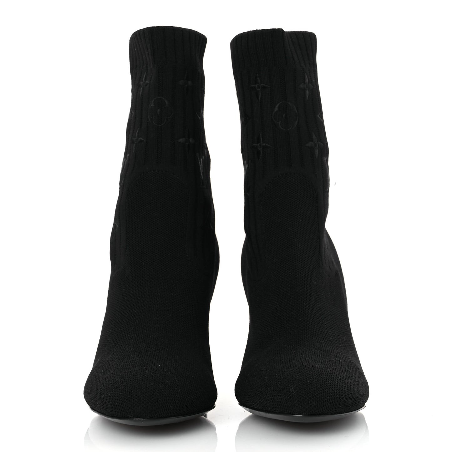 Monogram Stretch Fabric Silhouette Ankle Boots 37.5 Black
